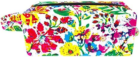 תיק קוסמטי של Tbouobt לנשים, תיקי איפור מרווחים מרחבים כיס נתיב מתנת נסיעות, גרפיטי צבעוני פרח פרחוני