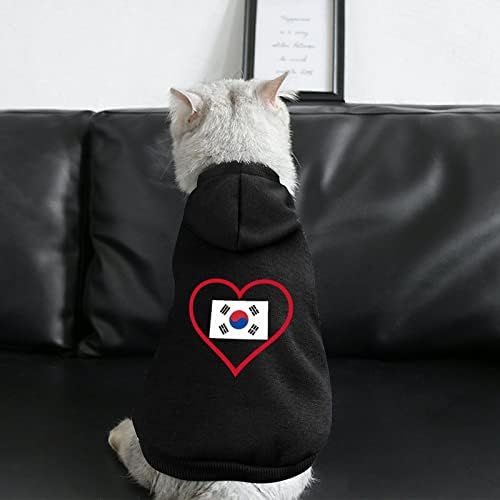 אני אוהב את South_Korea בגדי כלב אדומים של כלב חורף קפוצ'ונים של חיות מחמד רכים וחמים של כלבים לכלבים בינוניים קטנים