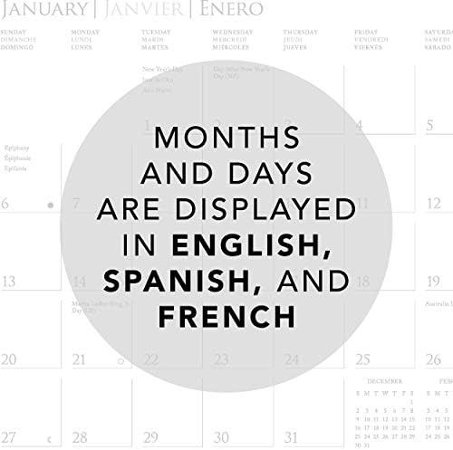 לוח השנה של גרפיק לונדון גליץ קיר, לוח השנה הקיר של 16 חודשים לשנת 2019 עם צילומי ציון דרך היסטוריים באנגלית, 3 שפות וחגים