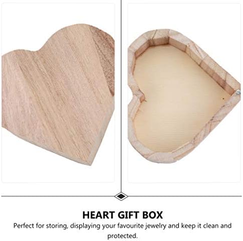 עיצוב חתונה מרפא 4 יחידות קופסאות תכשיטים מעץ עץ קופסאות תכשיטים קופסאות אחסון מתנה קופסת קופסת עץ לא גמורה לב.