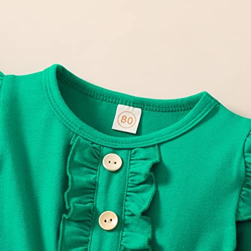 תינוקת תינוקת תינוקת סנט פטריק שמלה פרעול שרוול ארוך רומפר עליון תלתן תלתן להדפס תלבושות+סרט בגימור