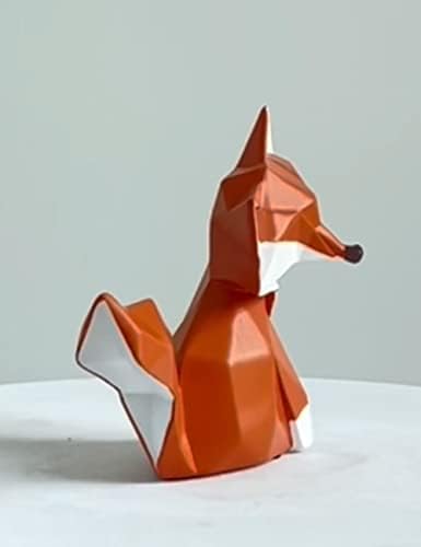 פסלי פוקס של שועל מתנות פסל פסלים גיאומטריים תפאורה פולירסין אומנויות בעלי חיים 4.0 אינץ '