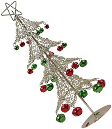 חוט מתכת טופר מתכת קישוטי עץ חג המולד: מיקרו חג המולד מלאכותי עץ עם תליון למרכזי שולחן חג 40x15x15 סמ קישוטים לידה