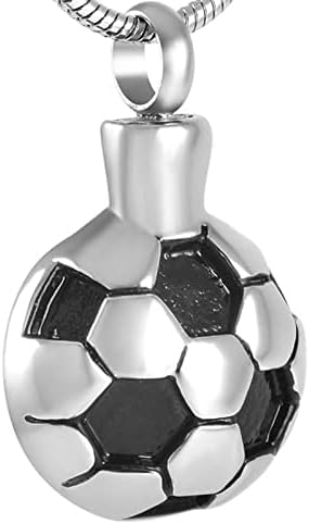 Biaihqie נירוסטה פלדת כדורגל שריפת זיכרון תלינה תכשיטים אפר מחזיק שרשרת לוויות מזכרת