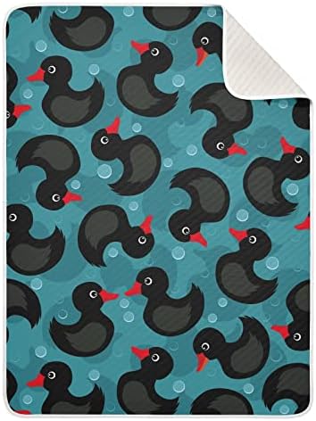 שמיכת סוודר ברווזים שחורים שמיכת כותנה לתינוקות, קבלת שמיכה, שמיכה רכה משקל קלה לעריסה, טיולון, שמיכות משתלות,