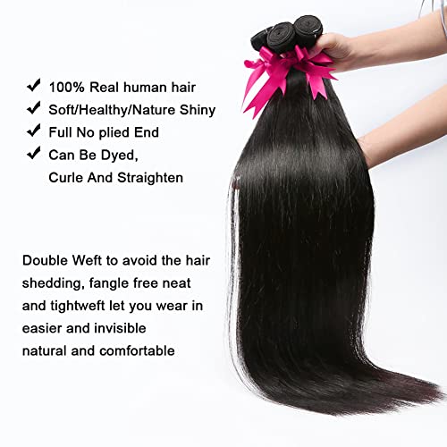 ישר שיער טבעי צרור אונלי 1 בונלד 38 אינץ ארוך ישר לארוג שיער טבעי הרחבות ברזילאי לא מעובד שיער טבעי צרור הרחבות