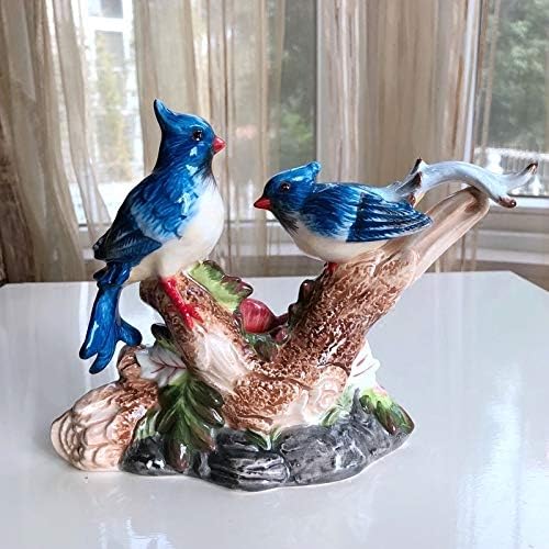 WYFDP חרסינה כפרית זוג מגפי פסלון קרמיקה בצבעי קרמיקה לאוהבי ציפורים מזל
