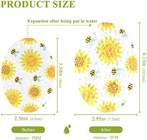 Alaza 3 Pack Sprub Spogges ניקוי מטבח ספוג דבורים מצוירות ופרחים ספוג צלחת מטבח ספוג מיקרופייבר לא סקרטין למנות ניקוי ביתיות,
