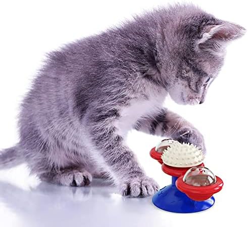 Lejgeqr צעצועים לחתולים לחתולים מקורה, צעצוע חתול אינטראקטיבי עם צעצועים לחתול חתלתול טחנת רוח מברשת שיניים צעצועים קיטי