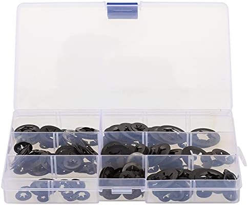 Doitool שחור שחור 340 יחידות דחיפת שיניים פנימיות על קליפים ערכת מגוון מהדקים נעילה מהירה עם כביסה של קופסאות אחסון מתכת