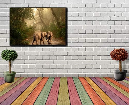 פילים ביערות גשם קיר אמנות תפאורה תמונה ציור פוסטר הדפסה על בד פנלים חתיכות-טבע נושא קיר קישוט סט-ויילד טבע קיר