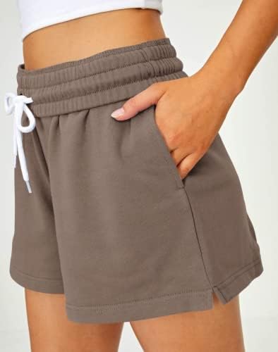 מכנסי זיעה של Ezyymall נשים טרקלין בקיץ מזדמן נוח אתלטי מכנסיים קצרים מותניים קצרים המריצים מכנסיים אתלטים עם כיסים