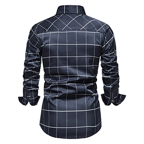 Maiyifu-GJ של שרוול ארוך שרוול ארוך חולצות פסים חולצות כפתור משובץ קלאסי למטה חולצות רזה