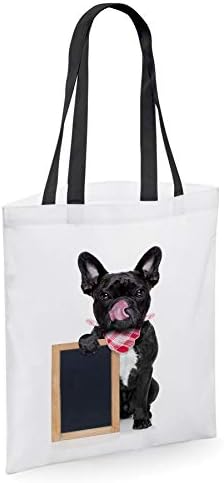 מתנות גיר צרפתי בצרפתית מתנות לבעלי חובבי כלבים - שקיות כתפיים לשימוש חוזר לתיקי כתפיים עם כלבים על - לבן