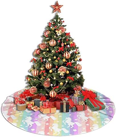 MSGUIDE 48 חצאית עץ חג המולד, דפוס חד קרן קשת עץ עץ גדול כיסוי בסיס מחצלת עץ לחג המולד חגיגי של מסיבת חג קישוטים