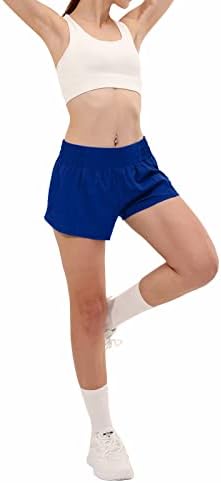 מכנסיים קצרים אתלטים בעלי מותניים גבוהים לנשים, מכנסי אימון של נשים בגודל של נשים עם כיס אניה וכיס מיקוד 4 אינץ '