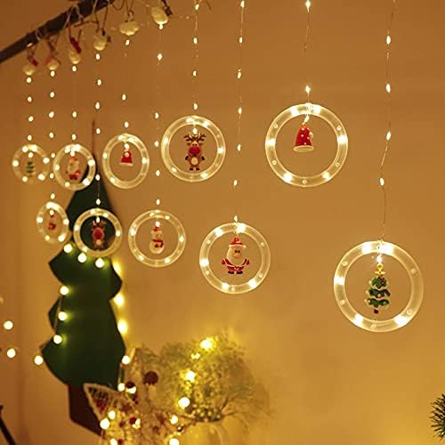 NA לחג המולד אור אור סנטה קלאוס צורת קריקטורה וילון אור אור LED מנורת צבעונית חדר תצוגה של קישוט חלון