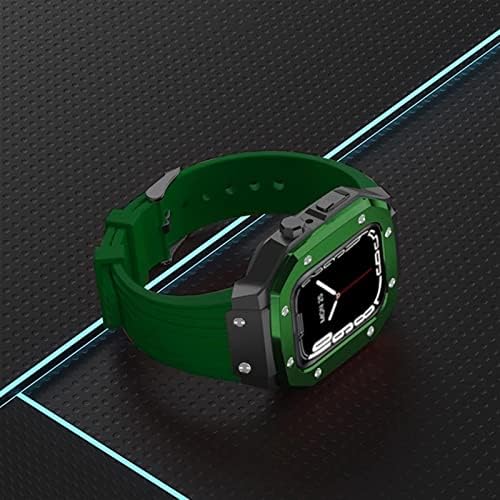 סגסוגת Saawee Stoy Watch Strap עבור Apple Watch Series 7 6 5 4 SE 45 ממ 42 ממ 44 ממ מסגרת מתכת שינוי רצועת שעון סגנון