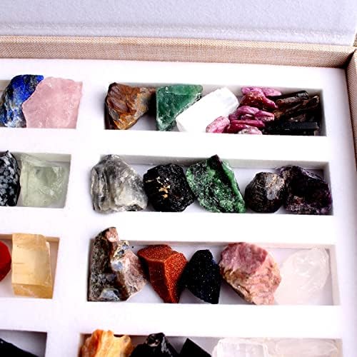 Shitou2231 40 סוגים מגרשים מינרלים אבן סלע טבעית מעורבת קריסטל דגימה אבן חוזה גסה אבן רייקי ריפוי מתנה עם אבני ריפוי קופסא