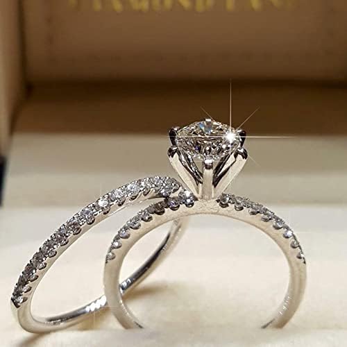 בת כוכב טבעת פסיק טבעות לנשים 2 יחידות טיפת מים טבעת לבן זירקון קריסטל טבעת זוג טבעת סט