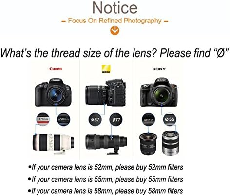משתנה Fader Slim Ultra ND2 ל- ND400 צפיפות ניטרלית מתכוונן מסנן עדשות ND לעדשת מצלמה עם גודל חוט מסנן 43 ממ, עבור Canon Nikon
