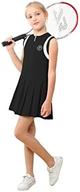 אקסרוס בנות טניס שמלה עם מכנסיים קצרים גולף שרוולים תלבושת בית ספר ספורט קפלים שמלות עם כיסים