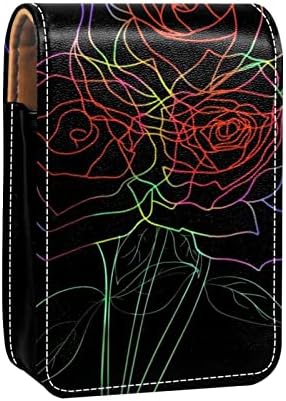 אוריואקאן שפתון מקרה עם מראה חמוד נייד איפור תיק קוסמטי פאוץ, בציר פרח עלה פרחוני מודרני