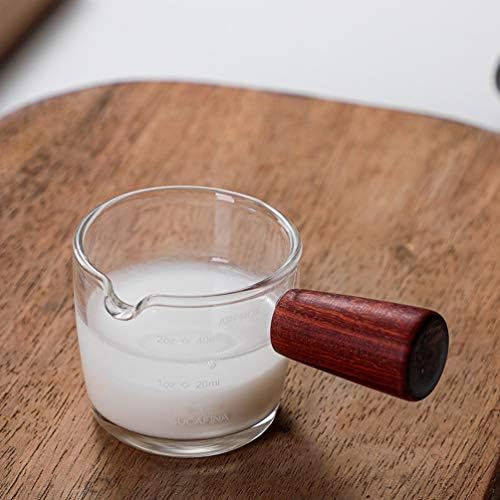 Doitool Clear Sug Cofue Supso כוסות זריקה כוס קרם כוס כוס חלב קרם חלב קנקן קנקן אספרסו קפה חלב מדידה כוס עם ידית עץ ≠ 40 מל