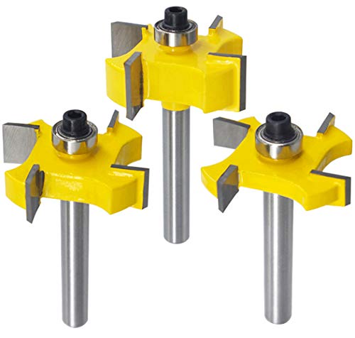 WOFFRIDE 3 יחידות חתיכות Router Robeting 1/4 SHANK TOP הנושא Router Router Stit Slot Scutter Router Bit