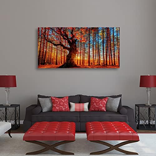עץ חיים קיר אמנות בד הדפס תמונות נוף טבעיות תפאורה ביתית ציורי יער צבעוניים לסלון לחדר אמבט