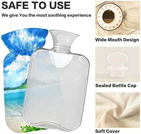 בקבוקי מים חמים עם כיסוי חוף עצי דקל חם מים תיק עבור כאב הקלה, חם וקר טיפול, חימום בקבוקי 2 ליטר