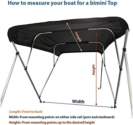 Savvycraft 4 Bow Bimini Cover Cover Cover Gray 4 Bow 96 L 54 H 97 - 103 W W/ Boot & Poles אחורי
