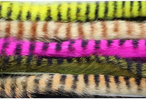Tigofly 5 צבעים רצועות שחורות צבע ארנב רצועות זונקר ישר חתך 4 ממ רוחב לטרוט סלמון חומרי דיג זבובים