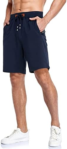 מכנסיים קצרים לגברים של ynimioox מכנסי ספורט מזדמנים עם כיסי רוכסן
