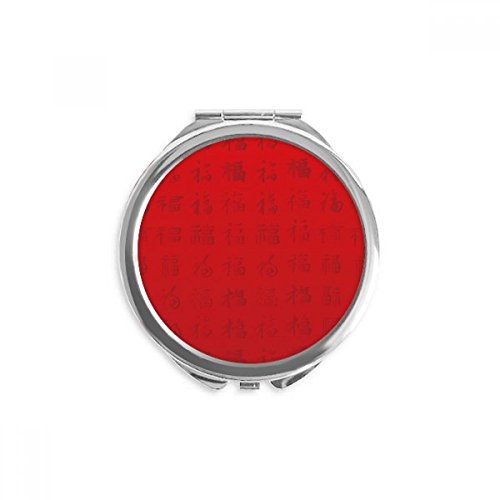 סין פוק אדום פטריוטיות הרמוניה יד קומפקטי מראה עגול נייד כיס זכוכית