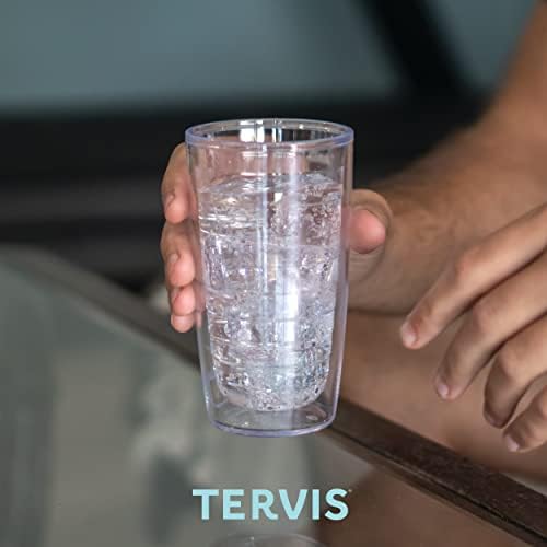 אוסף ארטיק קרח של TERVIS תוצרת ארהב כוס כוס מבודדת כפולה מקומה שומר על שתייה קרה וחמה, 16oz 4pk, מגוון - אין מכסה