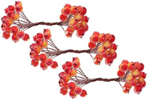 עיצוב יד של Nuobesty 10 חבילות מלאכותיות באדרי פירות יער גבעול ענפי חג חג המולד קישוטי עץ חג המולד קישוט