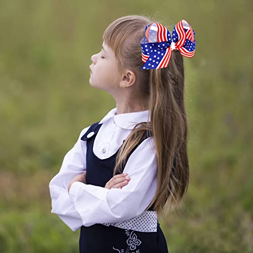 קטעי קשת שיער דגל אמריקאים לבנות, תינוקות לנשים אביזרי שיער ליום העצמאות יום הזיכרון, אביזרי שיער פרחים ל -4 ביולי