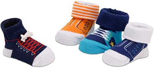Brubaker 4 זוגות גרביים לתינוקות 0-12 חודשים - מכוניות נעלי ספורט מהנות בעלי חיים גרבי פיראט - בתיבת מתנה