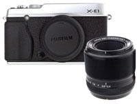 Fujifilm x -e1 גוף מצלמה דיגיטלית, כסף - צרור - עם עדשת fujifilm xf 60 ממ f/2.4
