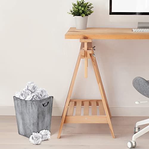 אטלי פסולת סל קטן עץ משרד אשפה יכול כפרי עץ אשפה יכול עם כפול ידיות לחדר שינה אמבטיה משרד סלון