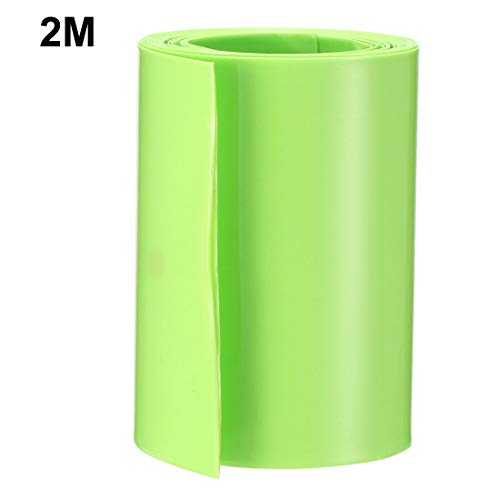 UXCell סוללה עטיפת PVC חום מכווץ צינורות 67 ממ רוחב שטוח עבור AA ספקי כוח 2 מטר אורך ירוק בהיר