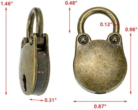 SSCON 2 חבילות עתיקות מיני מנעול מתכת ארכיזציה של מנעול מקש קופסא קטן עם מפתחות, צליל ברונזה