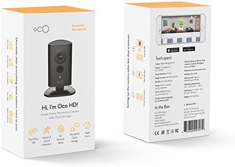 מערכת מצלמות אבטחה Wi-Fi של OCO HD עם תמיכה בכרטיס מיקרו SD ואחסון ענן לניטור ביתי ועסקים, ראיית שמע ולילה דו כיוונית,
