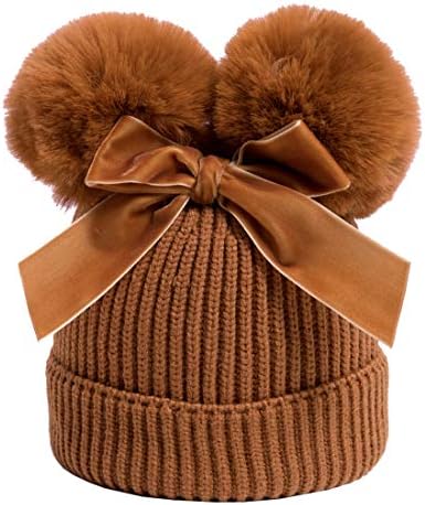 יאייטן פעוט פעוט לתינוק כובע צמר סריגה חורף חורף כפפה כפפה כפולה עם קשת עם קשת