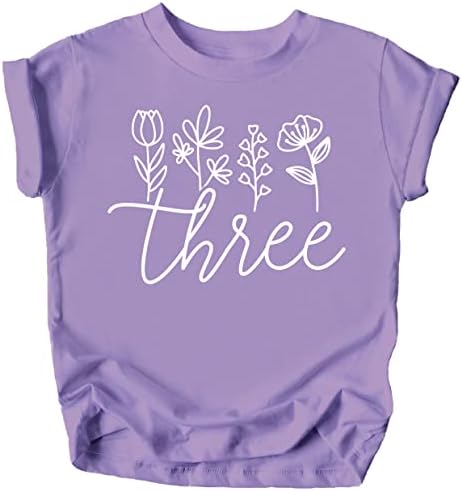 שלוש פרחוני 3 יום הולדת חולצה לפעוטות בנות שלישי יום הולדת תלבושת
