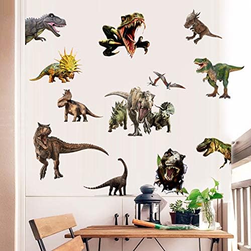 דינוזאור קיר מדבקות, לקלף &מקל נשלף קיר אמנות מדבקת מדבקות לילדים חדר שינה משתלת חדר משחקים סלון, ססגוניות