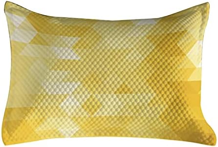 כיסוי כריות מרופד צהוב של אמבסון, משולש מופשט תבניות גיאומטריות מוצלות עם מוטיבים איור פסיפס מודרני, כיסוי כרית מבטא