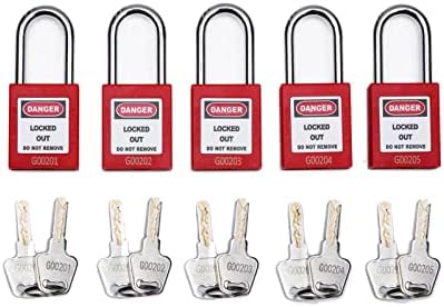 Genring Safety Lockout Tagout מנעולים מנעולים בטוחים, 5 יחידות קובעות מנעולים בטוחים עם 2 מקשים באופן שונה מנעולי