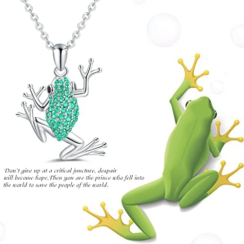 925-סטרלינג-כסף ירוק צפרדע שרשראות לנשים-קישט עם ירוק מעוקב זירקוניה קריסטל תליון, חג המולד יום הולדת תכשיטי מתנות עבור בנות